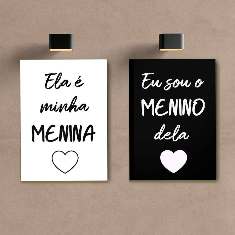 Kit Quadros Decorativos Ela é Minha Menina, Eu Sou o Menino Dela - quadro decorativo em ambiente decorado