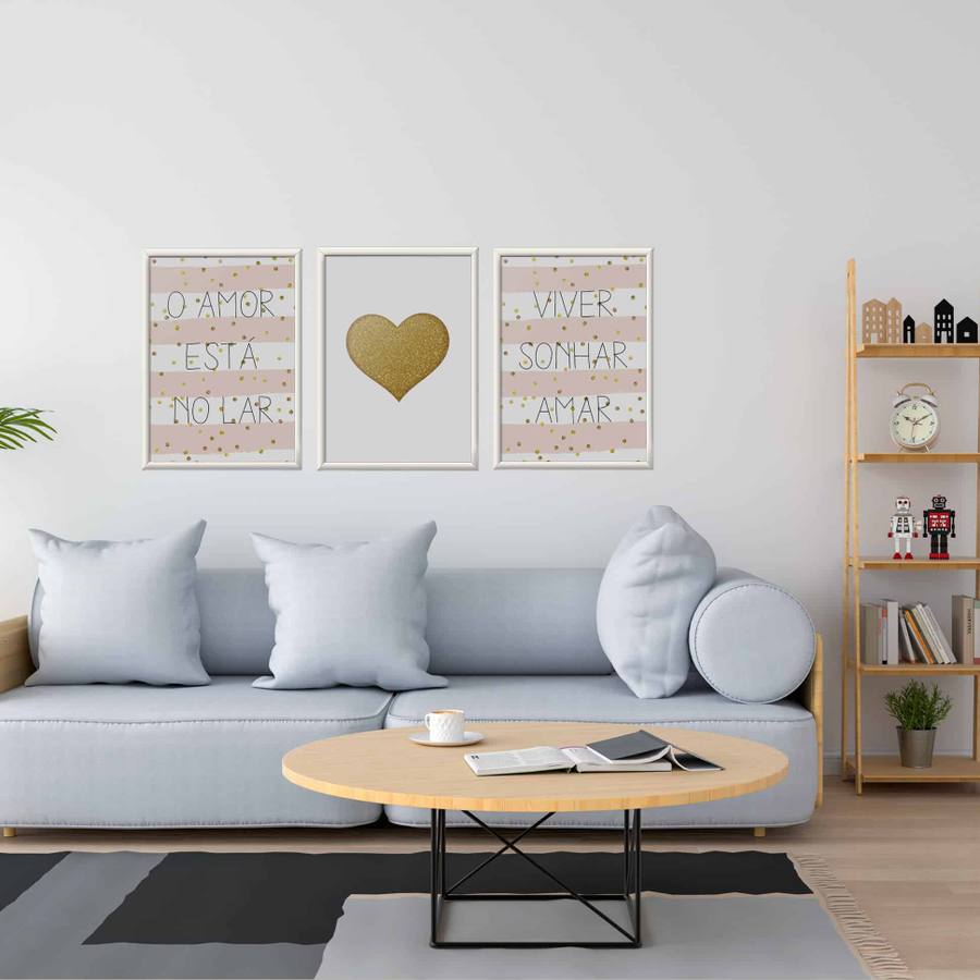 Kit Quadros Decorativos O amor está no lar - vista aproximada da impressão