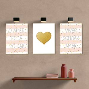 Kit Quadros Decorativos O amor está no lar - quadro decorativo em ambiente decorado