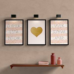 Kit Quadros Decorativos O amor está no lar - detalhe da moldura e acabamento