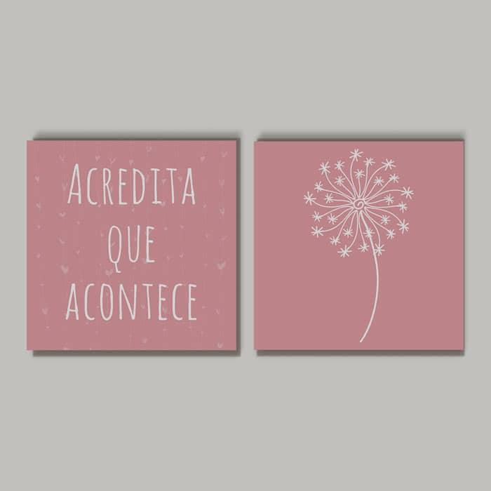 Kit Quadros Decorativos Acredita que acontece - detalhe da moldura e acabamento