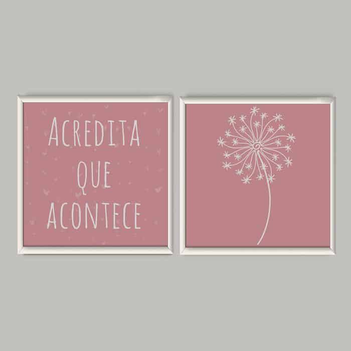 Kit Quadros Decorativos Acredita que acontece | Wallze