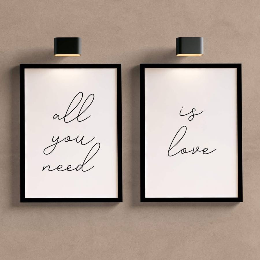 Kit Quadros Decorativos All you need is love - detalhe da moldura e acabamento
