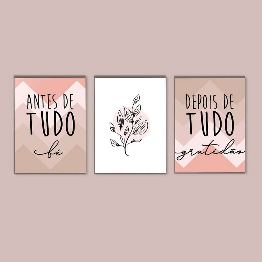 Kit Quadros Depois de tudo gratidão - quadro decorativo em ambiente decorado