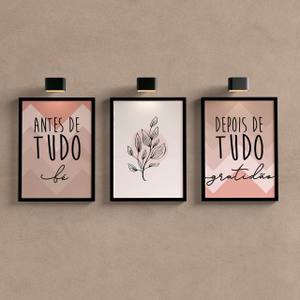 Kit Quadros Depois de tudo gratidão - detalhe da moldura e acabamento