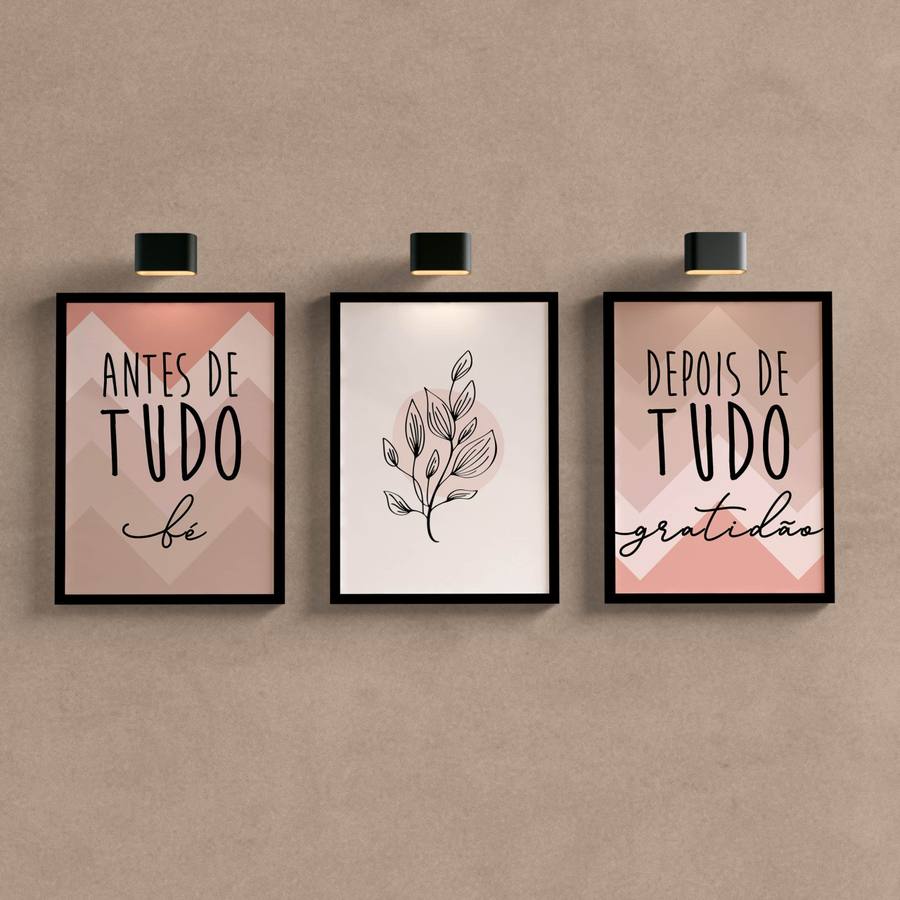 Kit Quadros Depois de tudo gratidão - detalhe da moldura e acabamento