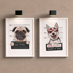 Kit Quadros Decorativos Cachorros - detalhe da moldura e acabamento