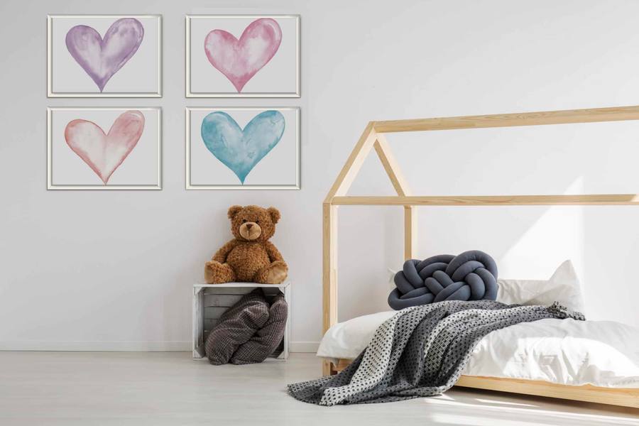 Kit Quadros Decorativos Coração - detalhe da moldura e acabamento