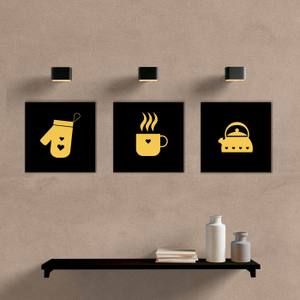 Kit Quadros Decorativos Cozinha Coffee - quadro decorativo em ambiente decorado