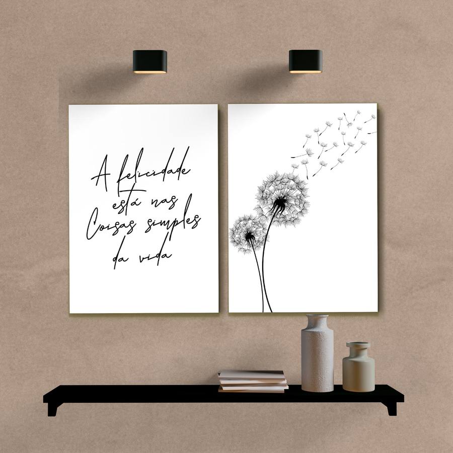 Kit Quadros Decorativos A Felicidade - vista aproximada da impressão