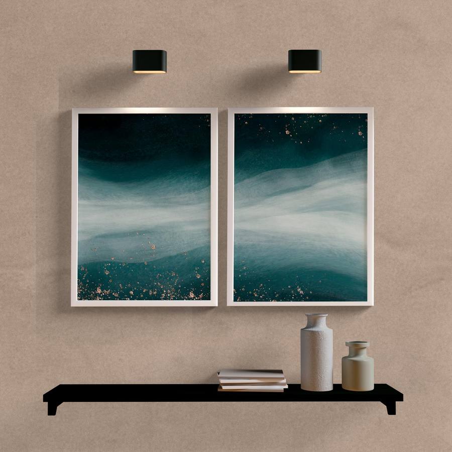 Kit Quadros Decorativos Abstract Ocean - detalhe da moldura e acabamento