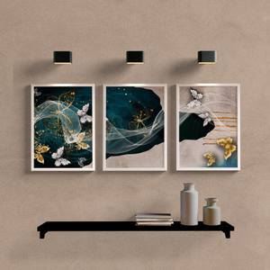 Kit Quadros Decorativos Abstrato Borboletas - detalhe da moldura e acabamento