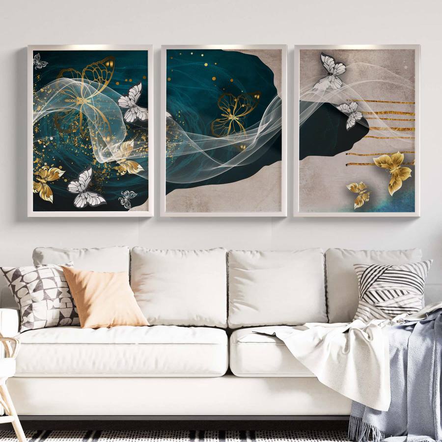 Ambiente kit quadros abstrato