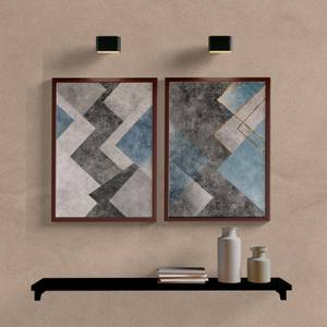 Kit Quadros Decorativos Abstrato Cinza e Azul - imagem 5