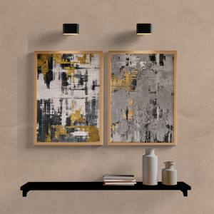 Kit Quadros Decorativos Abstrato Cinza e Dourado - vista aproximada da impressão