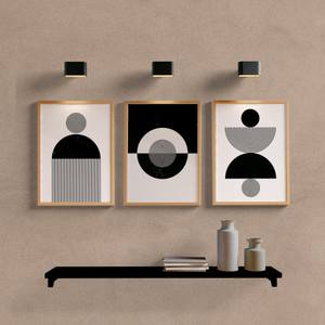 Kit Quadros Decorativos Abstrato Círculos Preto e Cinza - quadro decorativo em ambiente decorado