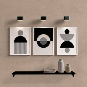 Kit Quadros Decorativos Abstrato Círculos Preto e Cinza - detalhe da moldura e acabamento