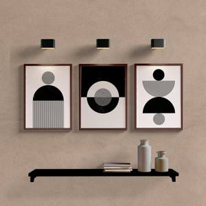 Kit Quadros Decorativos Abstrato Círculos Preto e Cinza - vista aproximada da impressão