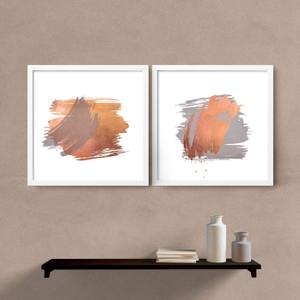 Kit Quadros Decorativos Abstrato Cobre e Cinza - detalhe da moldura e acabamento