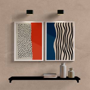 Kit Quadros Decorativos Abstrato Duo Laranja e Azul - detalhe da moldura e acabamento