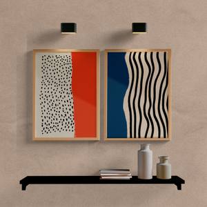 Kit Quadros Decorativos Abstrato Duo Laranja e Azul - vista aproximada da impressão