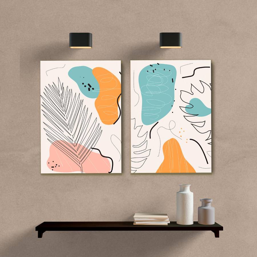 Kit Quadros Decorativos Abstrato Duo - quadro decorativo em ambiente decorado