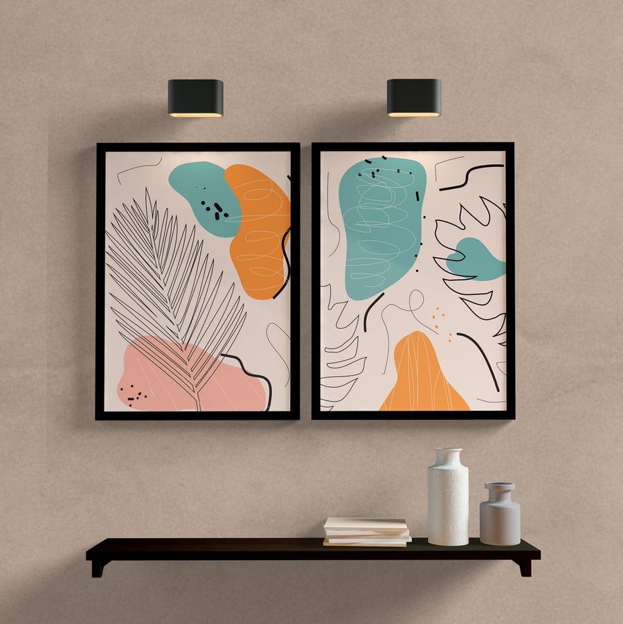 Kit Quadros Decorativos Abstrato Duo - detalhe da moldura e acabamento