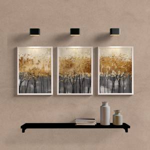 Kit Quadros Decorativos Abstrato Floresta Dourada - detalhe da moldura e acabamento