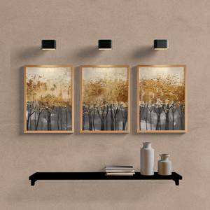 Kit Quadros Decorativos Abstrato Floresta Dourada - vista aproximada da impressão