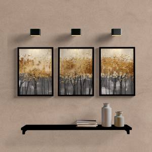 Kit Quadros Decorativos Abstrato Floresta Dourada - quadro decorativo em ambiente decorado