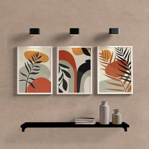 Kit Quadros Decorativos Abstrato Folhas Tons Terrosos - detalhe da moldura e acabamento