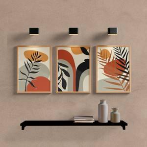 Kit Quadros Decorativos Abstrato Folhas Tons Terrosos - vista aproximada da impressão
