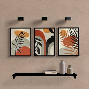 Kit Quadros Decorativos Abstrato Folhas Tons Terrosos - quadro decorativo em ambiente decorado