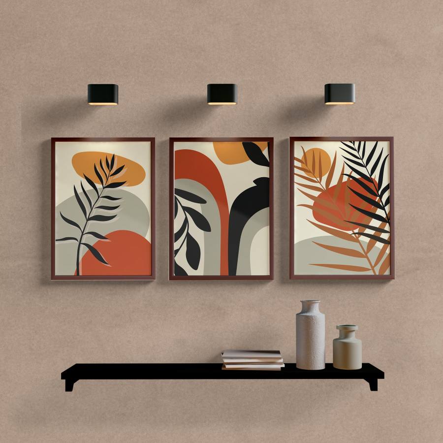 Kit Quadros Decorativos Abstrato Folhas Tons Terrosos - imagem 5