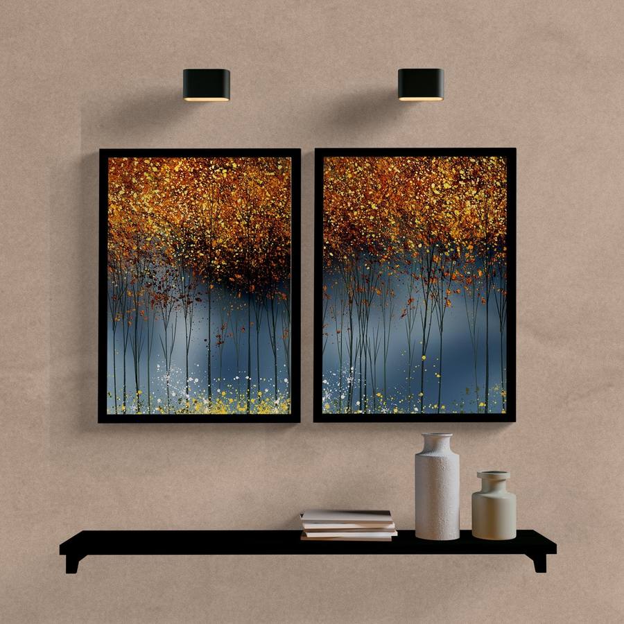 Kit Quadros Decorativos Abstrato Forest - quadro decorativo em ambiente decorado