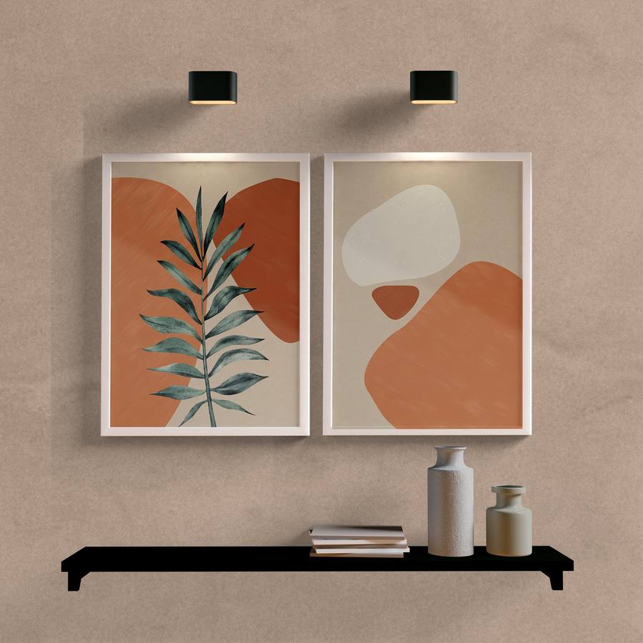 Kit Quadros Decorativos Abstrato Formas Nature - detalhe da moldura e acabamento