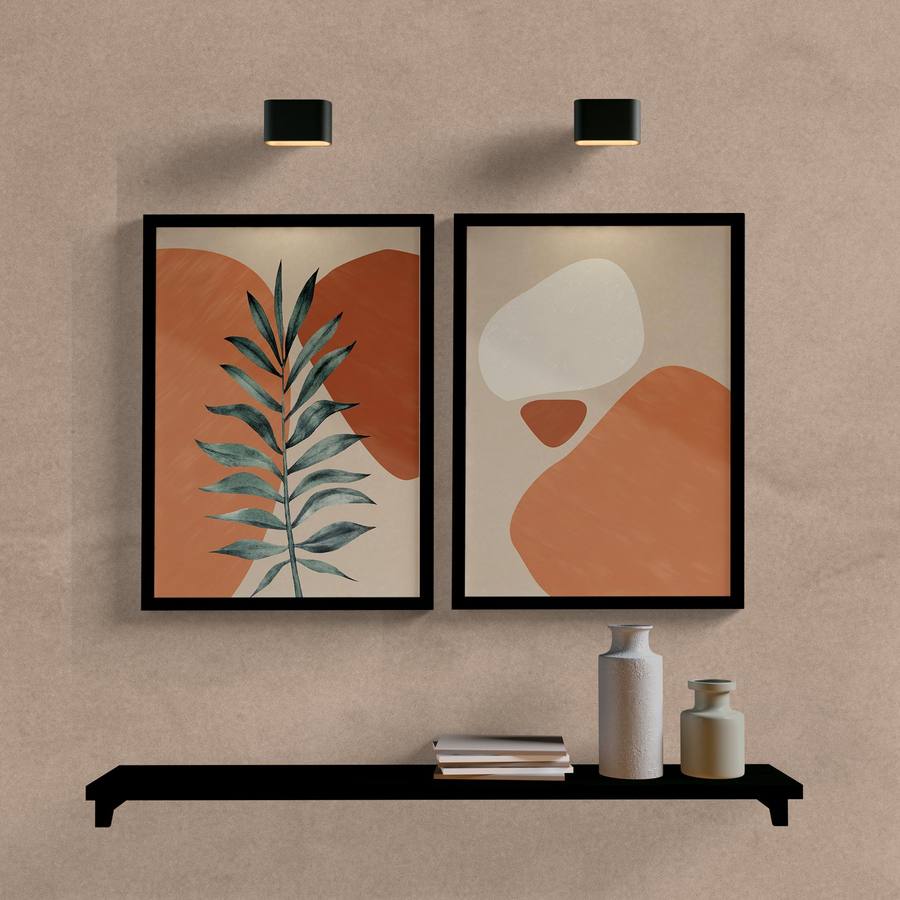 Kit Quadros Decorativos Abstrato Formas Nature - quadro decorativo em ambiente decorado