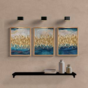 Kit Quadros Decorativos Abstrato Gold B - vista aproximada da impressão