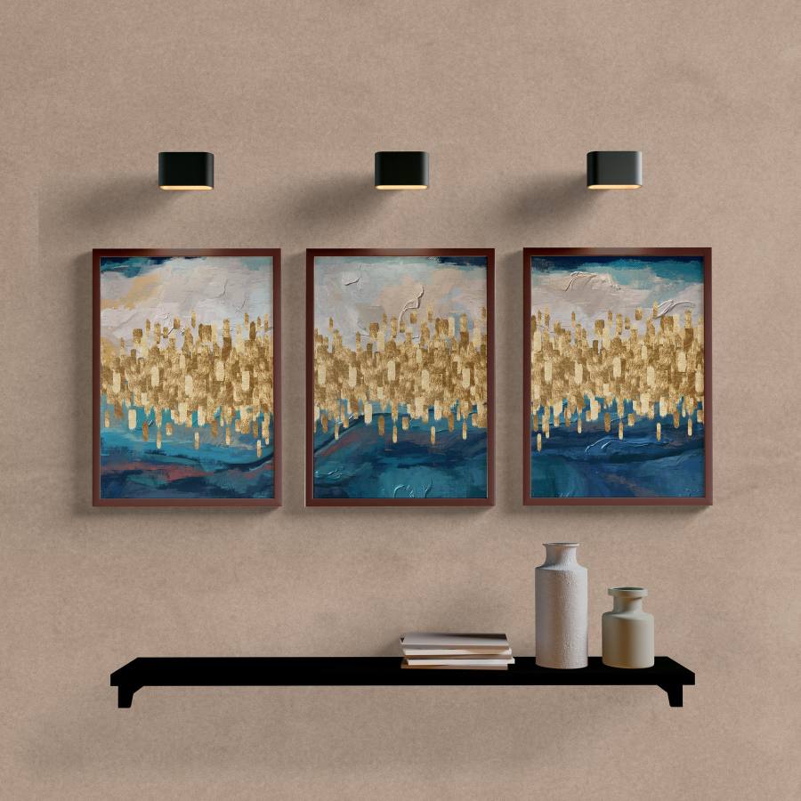Kit Quadros Decorativos Abstrato Gold B - imagem 5