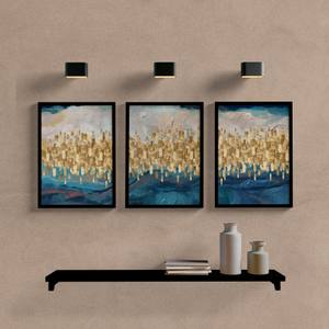 Kit Quadros Decorativos Abstrato Gold B - quadro decorativo em ambiente decorado