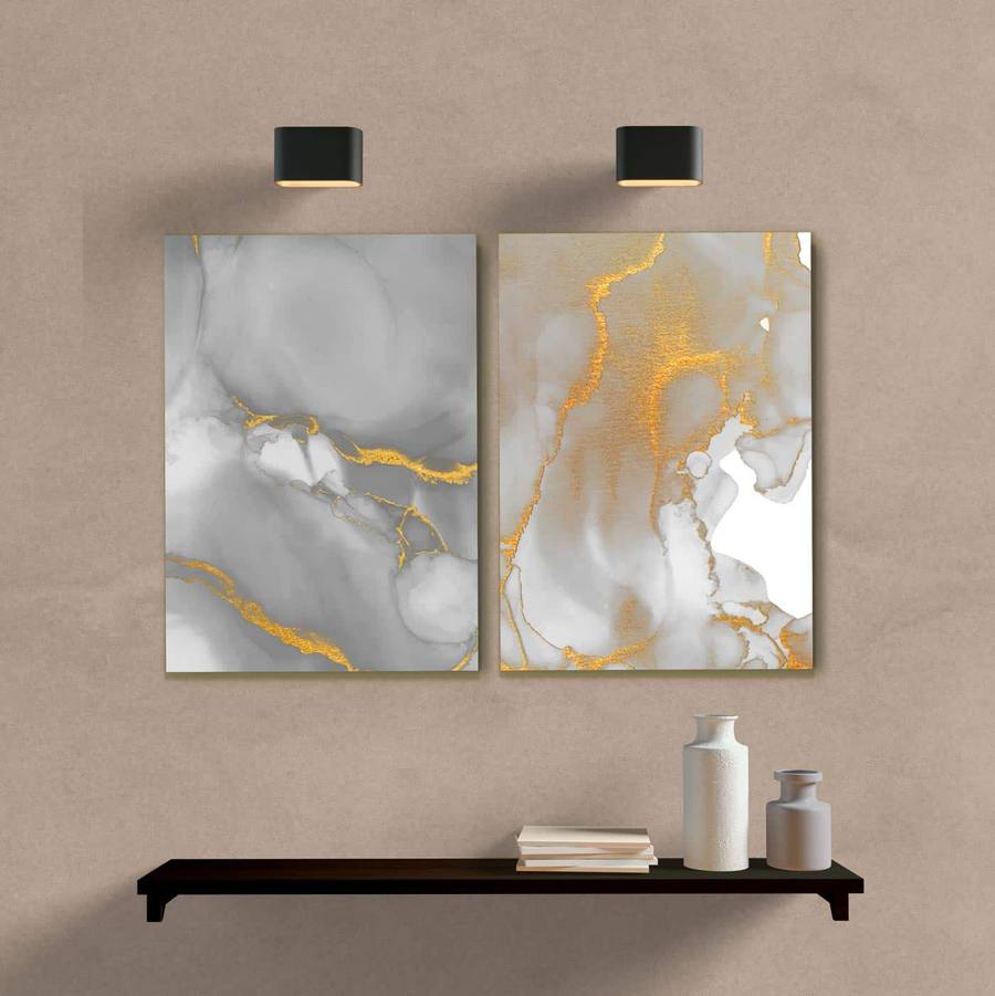 Kit Quadros Decorativos Abstrato Gray - quadro decorativo em ambiente decorado