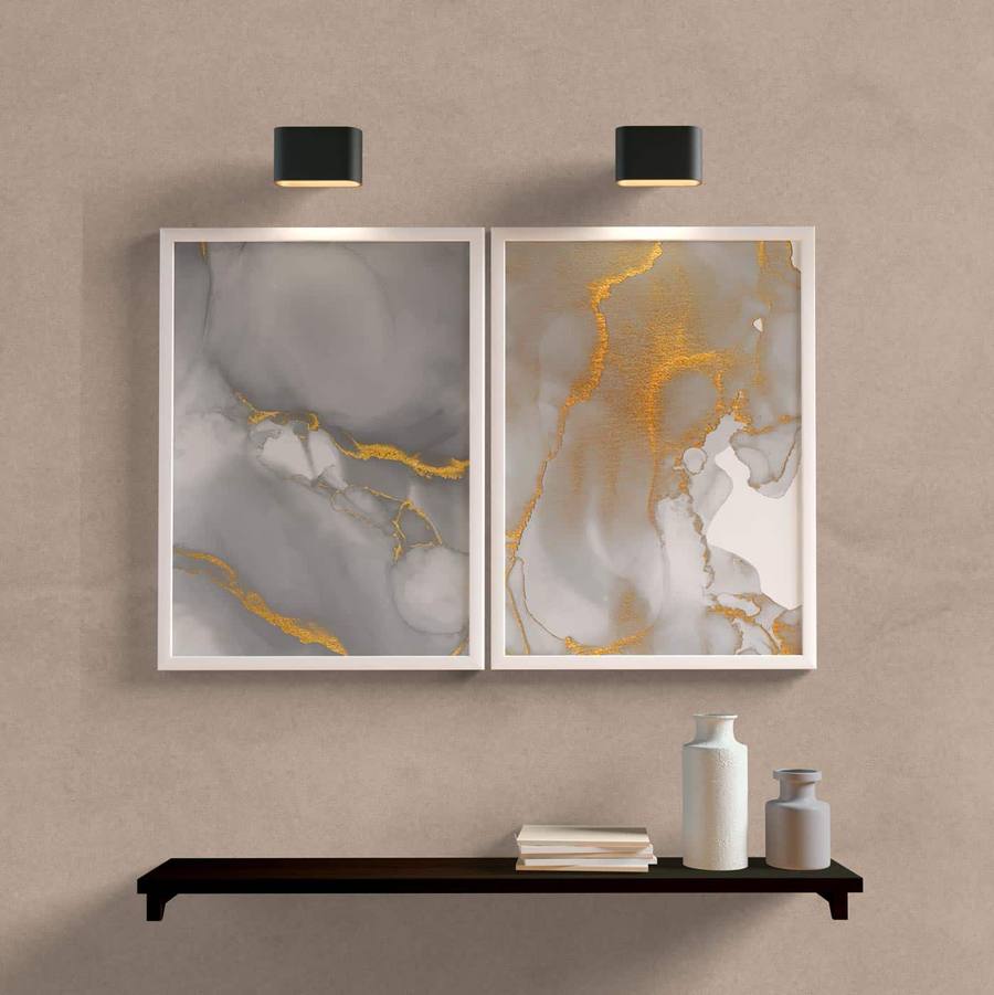 Kit Quadros Decorativos Abstrato Gray - detalhe da moldura e acabamento