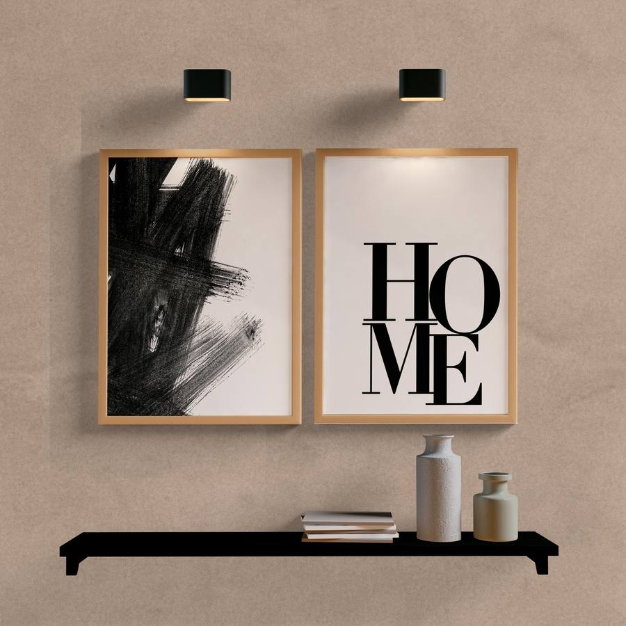 Kit Quadros Decorativos Abstrato Home - quadro decorativo em ambiente decorado