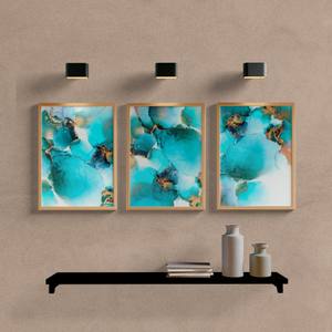 Kit Quadros Decorativos Abstrato Mármore Azul - vista aproximada da impressão