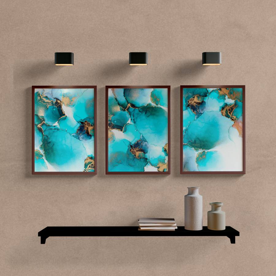 Kit Quadros Decorativos Abstrato Mármore Azul - imagem 5