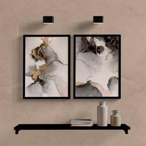 Kit Quadros Decorativos Abstrato Mármore Preto e Dourado - quadro decorativo em ambiente decorado