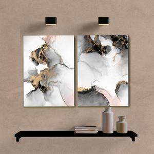 Kit Quadros Decorativos Abstrato Mármore Preto e Dourado - vista aproximada da impressão