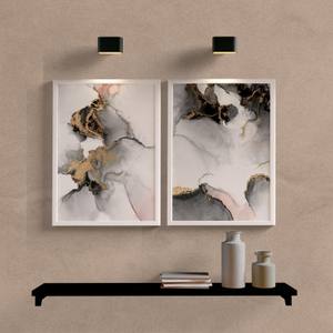 Kit Quadros Decorativos Abstrato Mármore Preto e Dourado - detalhe da moldura e acabamento
