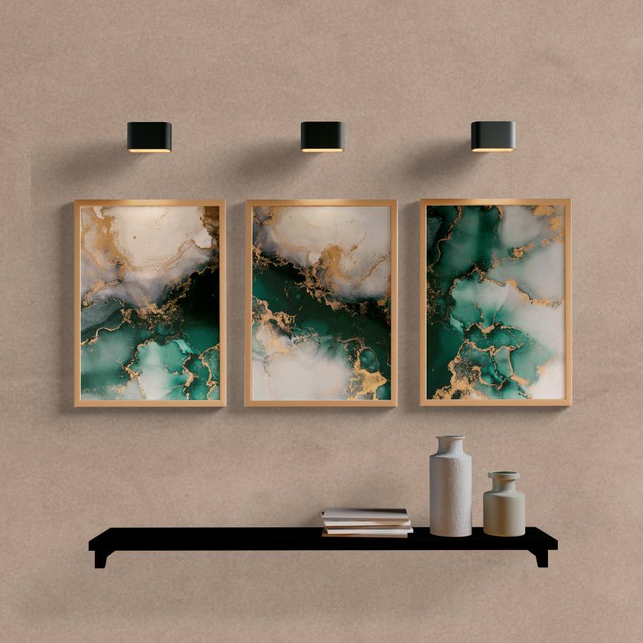 Kit Quadros Decorativos Abstrato Mármore Verde - vista aproximada da impressão