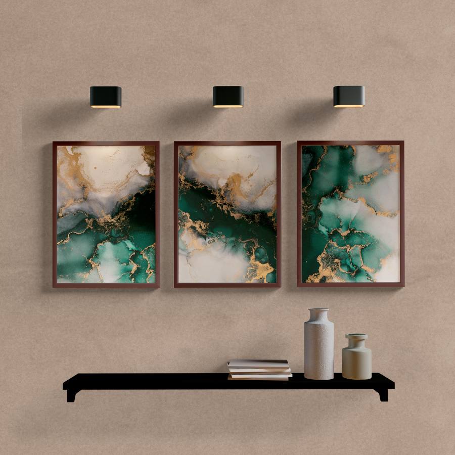 Kit Quadros Decorativos Abstrato Mármore Verde - imagem 5